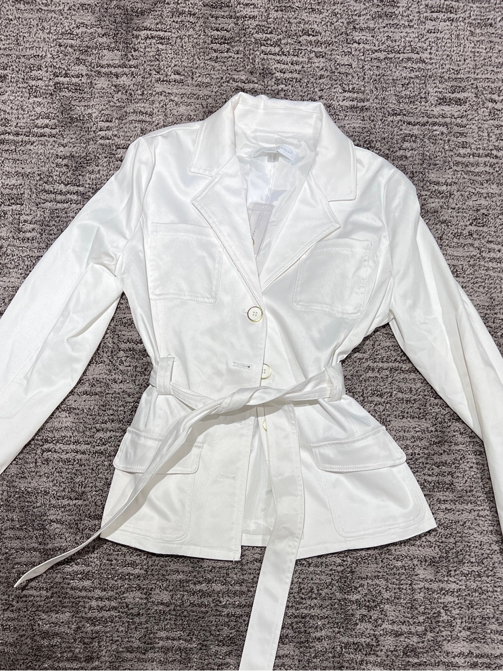 New York & Company White Belted Utility Blazer
